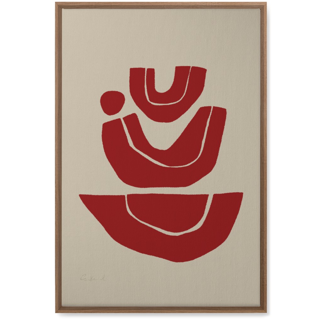 Geometric Abstract Stack Iii Wall Art, Natural, Single piece, Canvas, 20x30, Red