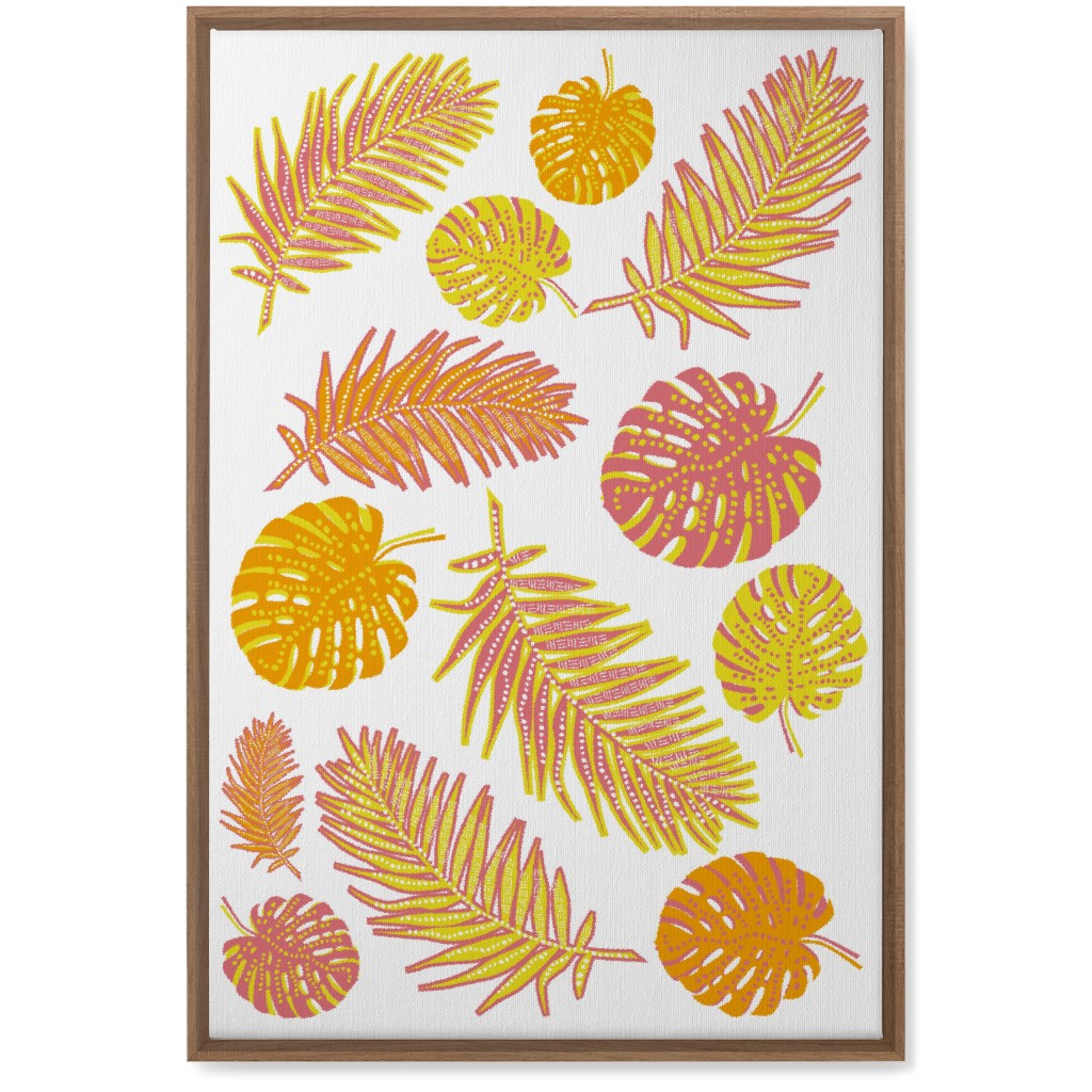 Optimistic Tropical Leaves - Multi Wall Art, Natural, Single piece, Canvas, 20x30, Orange