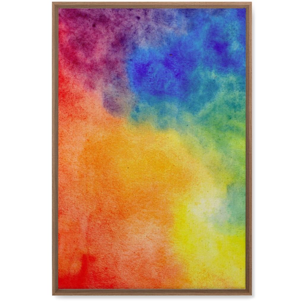 Watercolor Rainbow Abstract - Multi Wall Art, Natural, Single piece, Canvas, 20x30, Multicolor