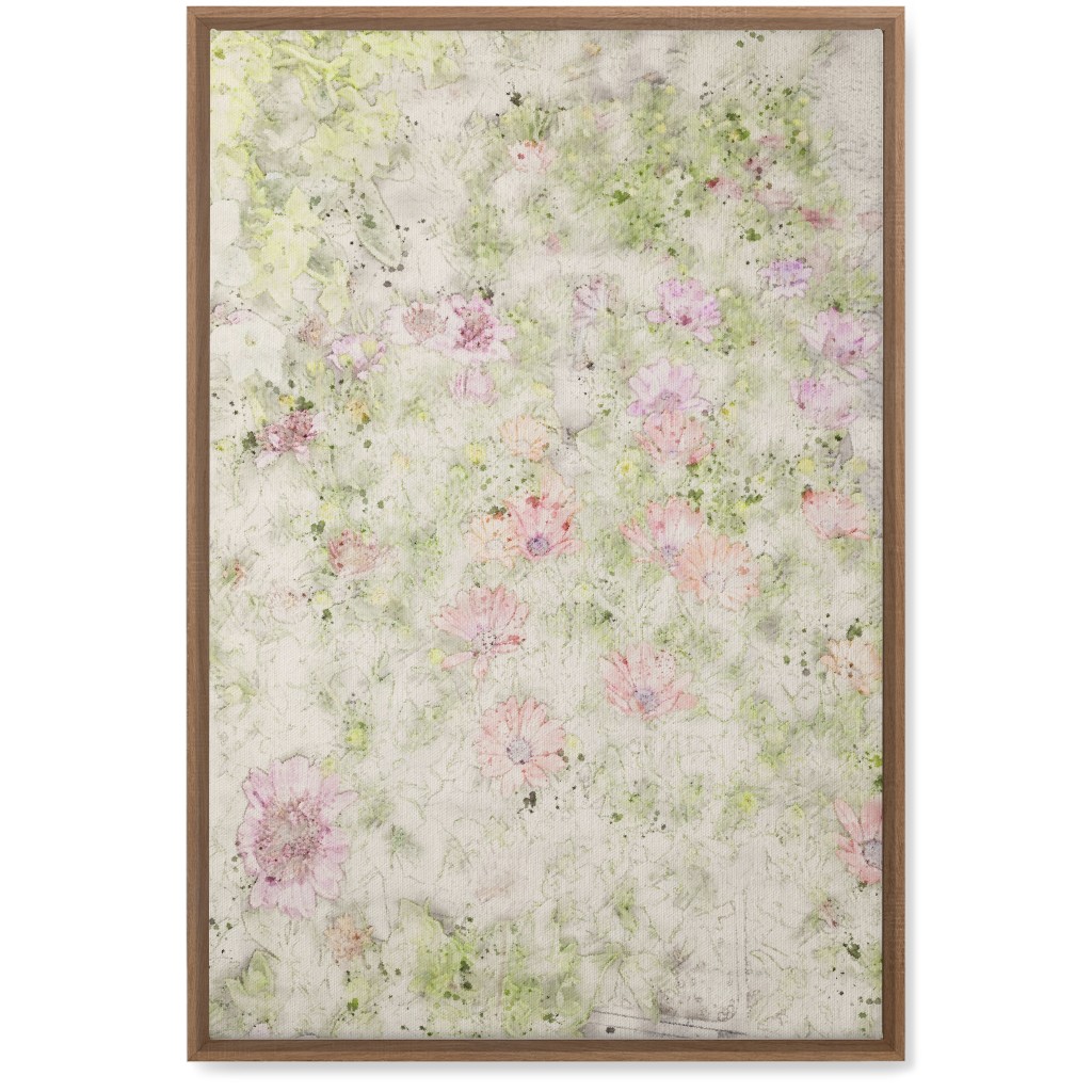 Watercolor Floral - Beige and Pink Wall Art, Natural, Single piece, Canvas, 20x30, Beige