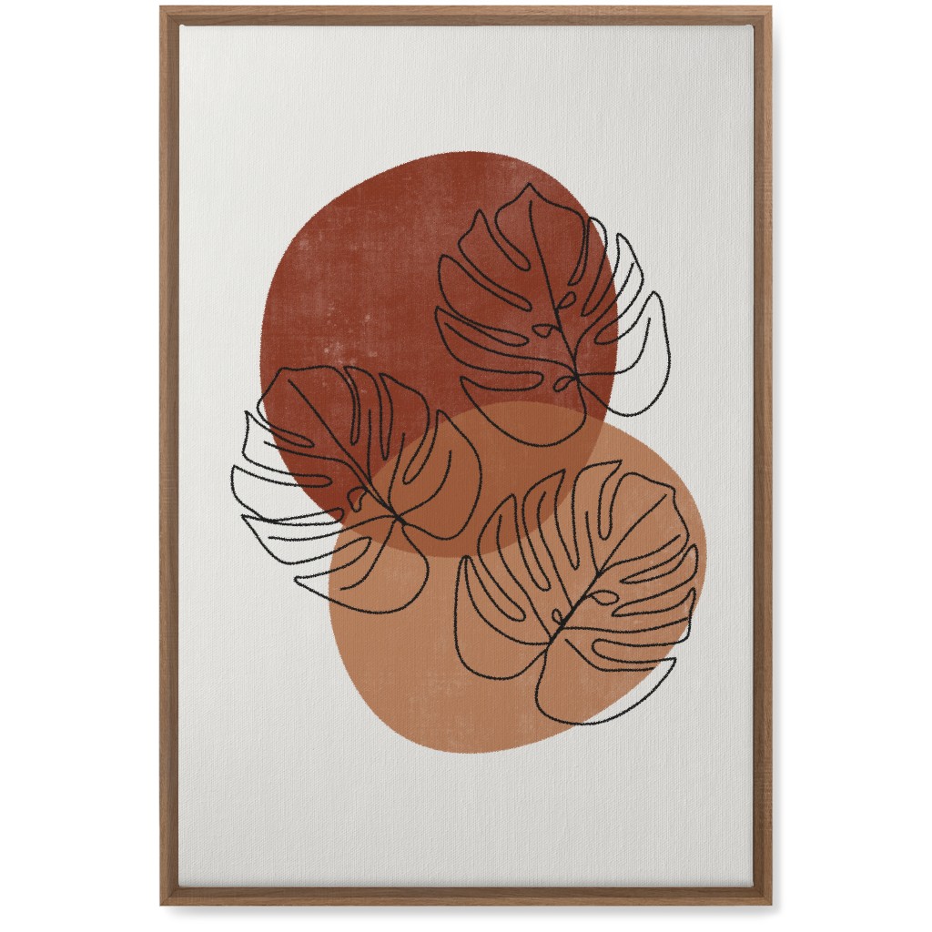 Abstract Monstera Leaves - Terracotta and Ivory Wall Art, Natural, Single piece, Canvas, 20x30, Brown