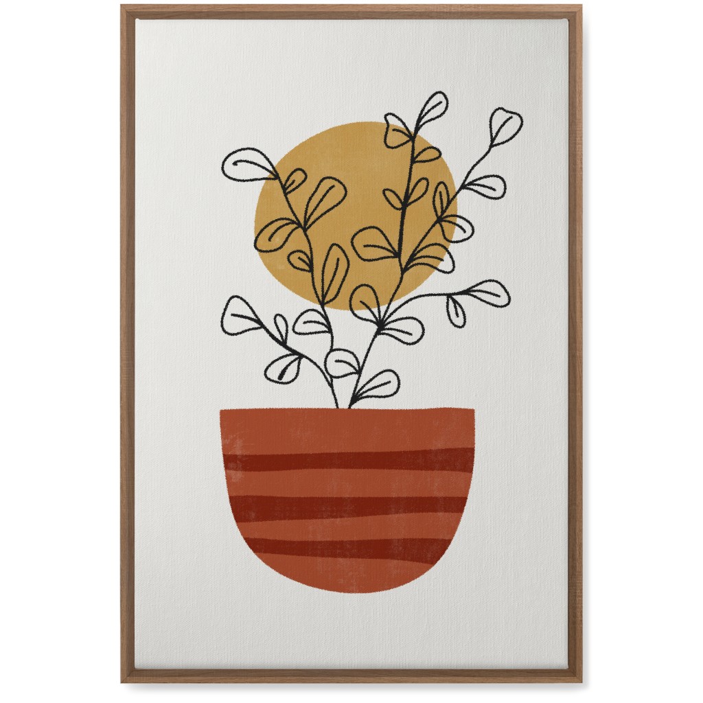 Abstract Flower Pot - Terracotta and Ivory Wall Art, Natural, Single piece, Canvas, 20x30, Brown, Brown