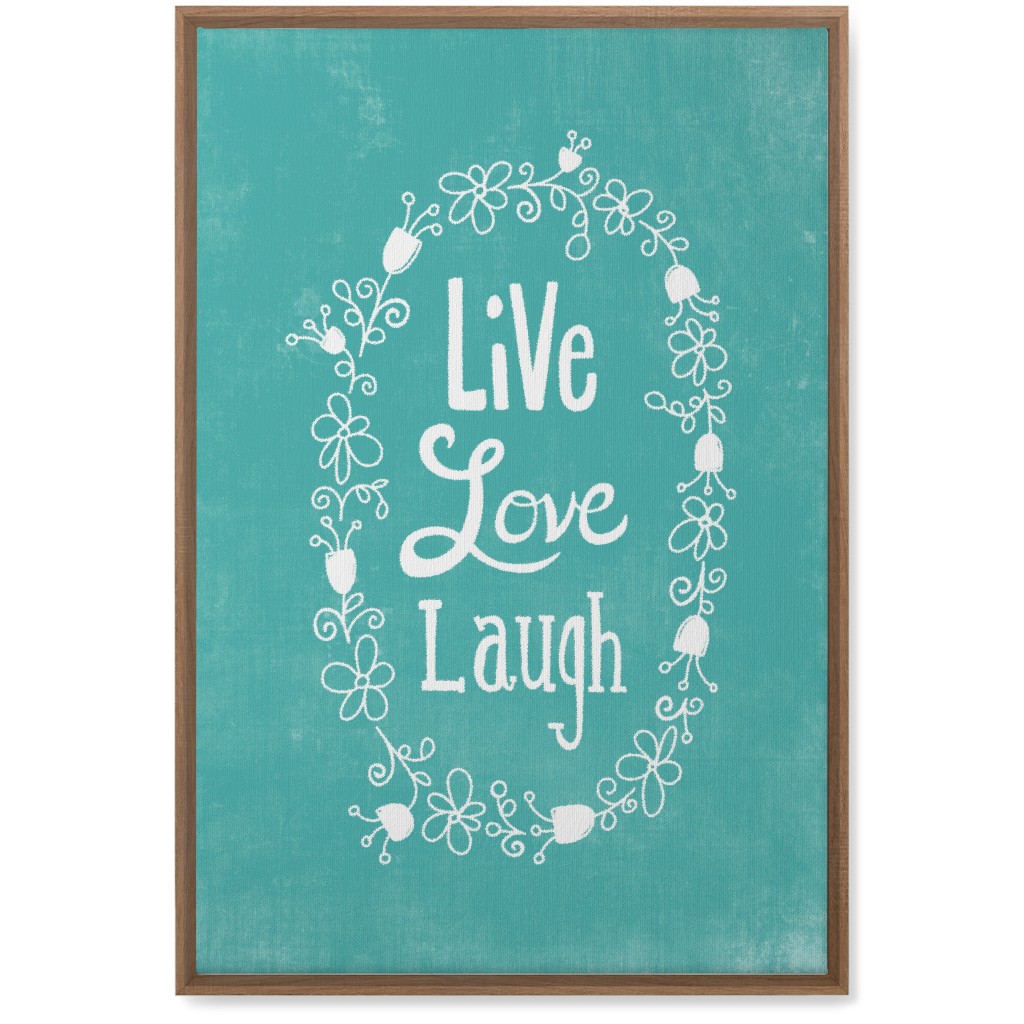 Live, Laugh, Love - Aqua Wall Art, Natural, Single piece, Canvas, 20x30, Green