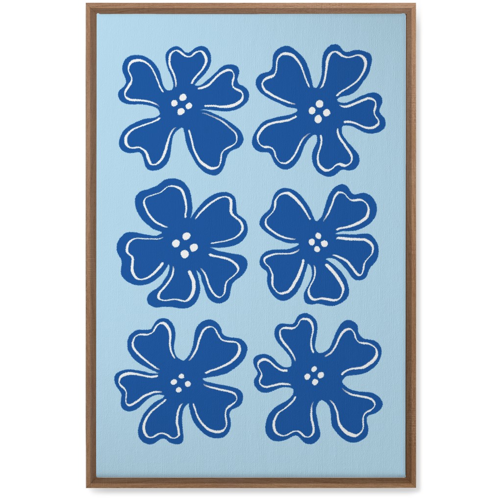 Button Flowers Wall Art, Natural, Single piece, Canvas, 20x30, Blue, Sky