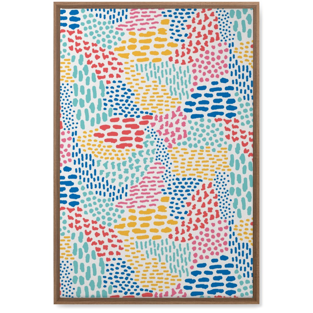 Abstract Colorful Dots and Dashes - Multi Wall Art, Natural, Single piece, Canvas, 20x30, Multicolor