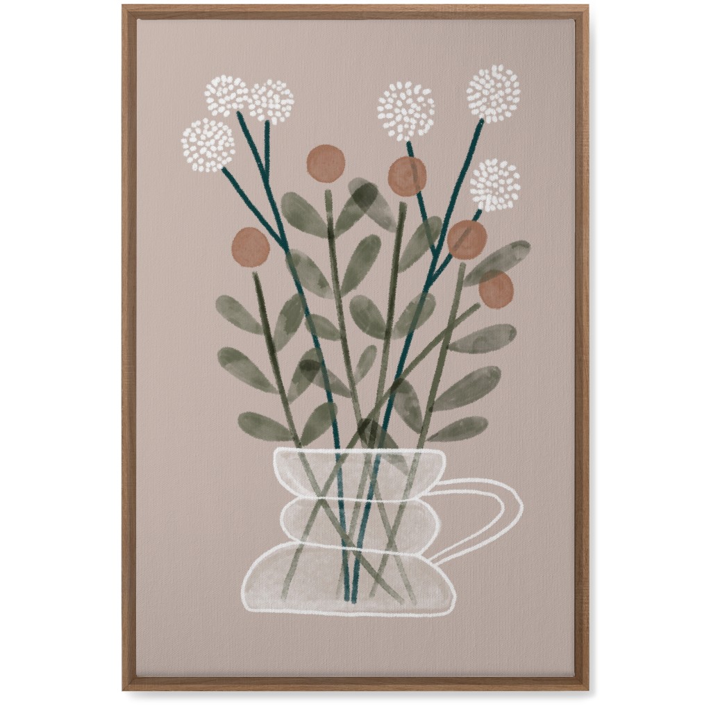 Coffee Pot Plants - Beige Wall Art, Natural, Single piece, Canvas, 20x30, Beige, Pearl