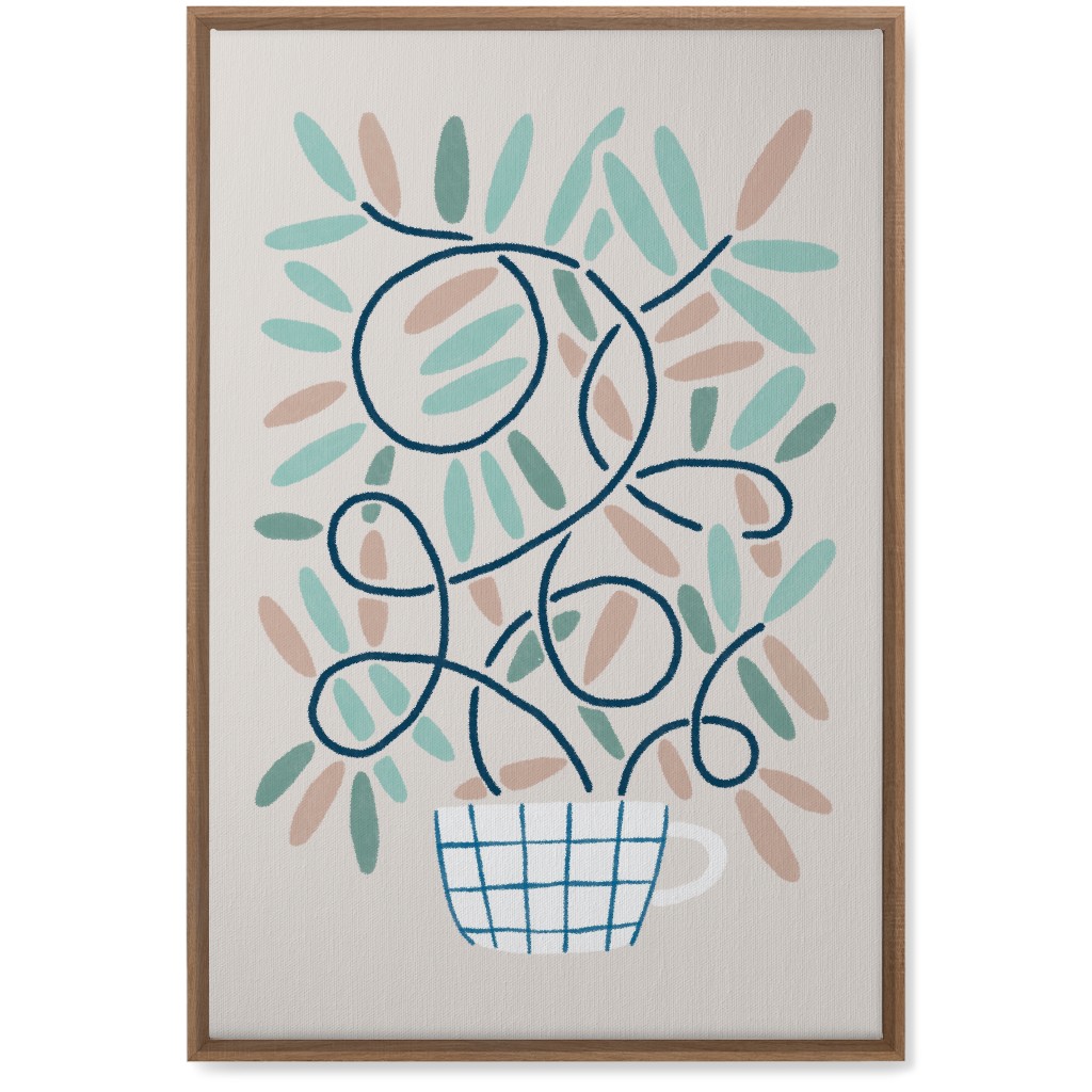 Cup and Plants Wall Art, Natural, Single piece, Canvas, 20x30, Beige