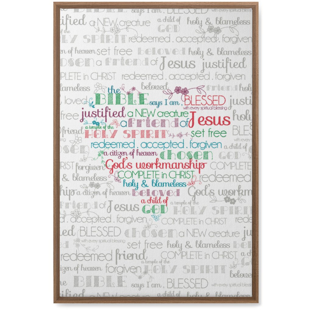 the Bible Says I Am - Multi on Neutral Wall Art, Natural, Single piece, Canvas, 20x30, Gray, Gray