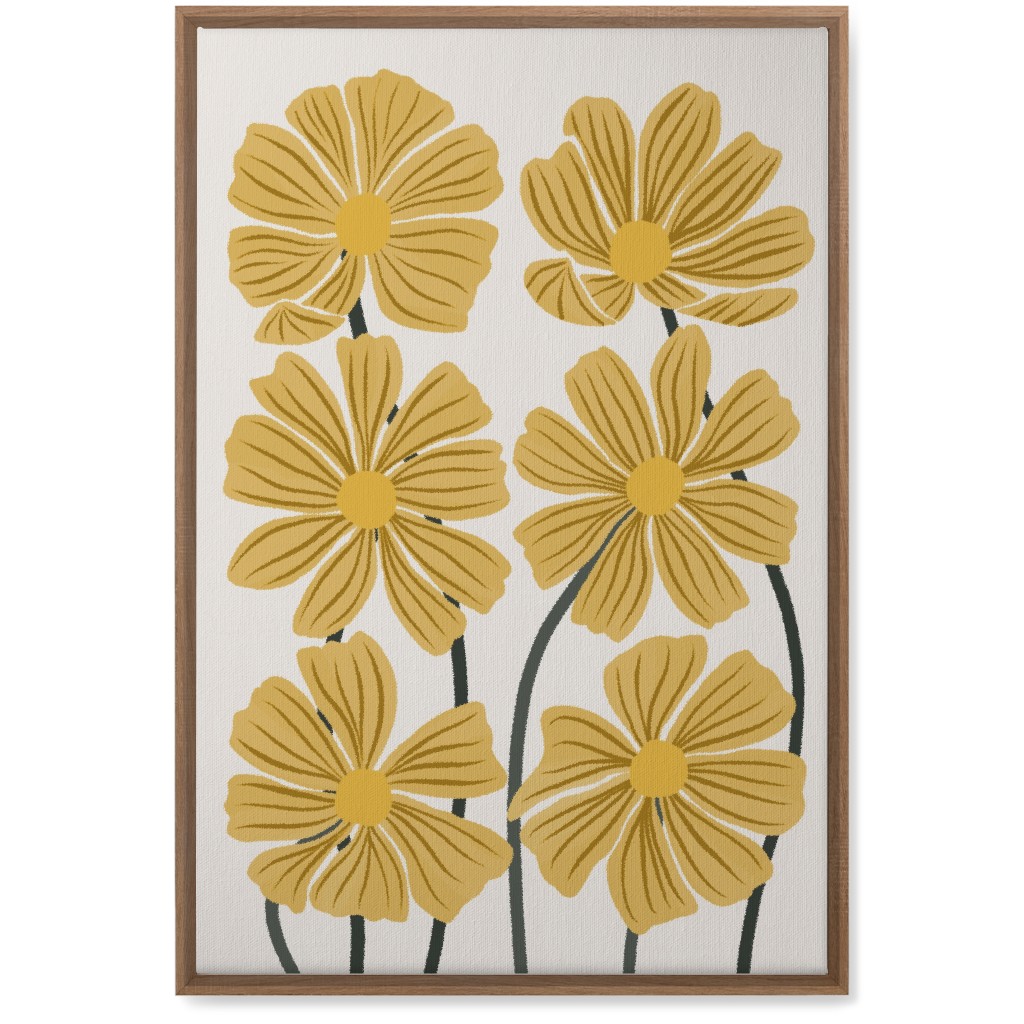 Botanical Cosmos Flowers Wall Art, Natural, Single piece, Canvas, 20x30, Yellow, Golden
