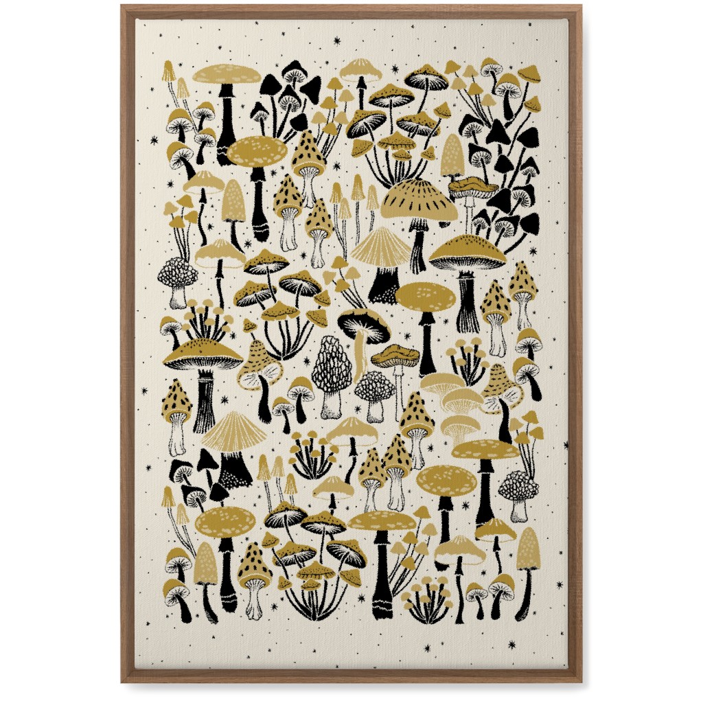Mushrooms and Stars Wall Art, Natural, Single piece, Canvas, 20x30, Yellow