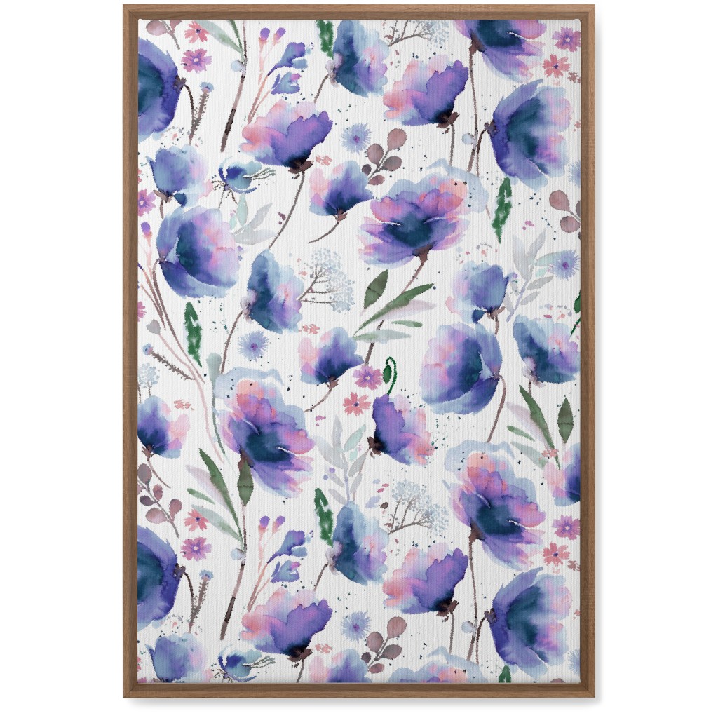 Abstract Poppies - Blue Wall Art, Natural, Single piece, Canvas, 20x30, Blue