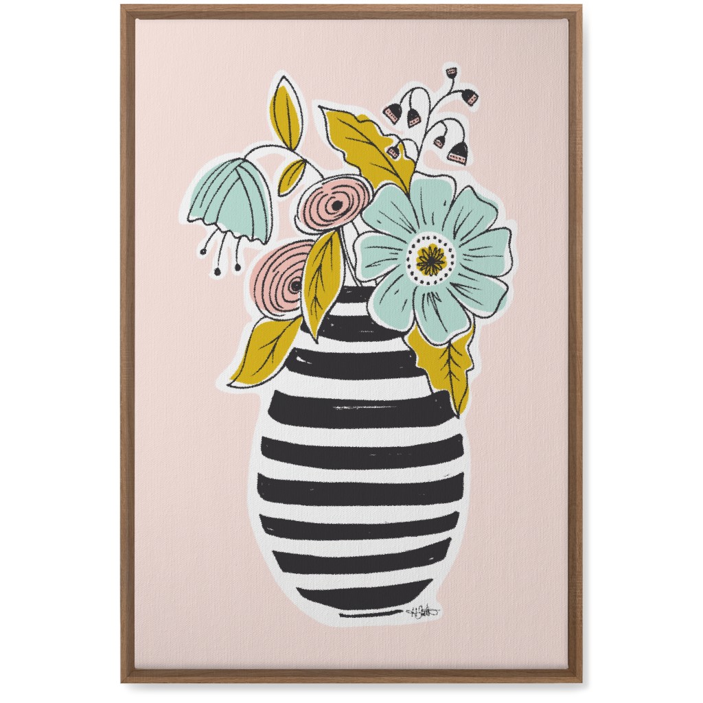 Summer Floral Vase Wall Art, Natural, Single piece, Canvas, 20x30, Multicolor, Pearl