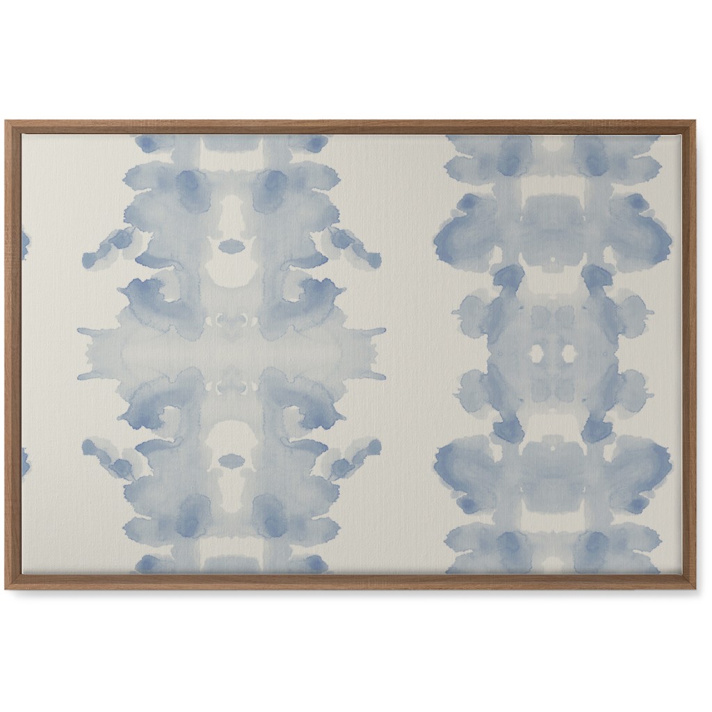 Double Inkblot - Light Blue and Cream Wall Art, Natural, Single piece, Canvas, 20x30, Blue, True Blue