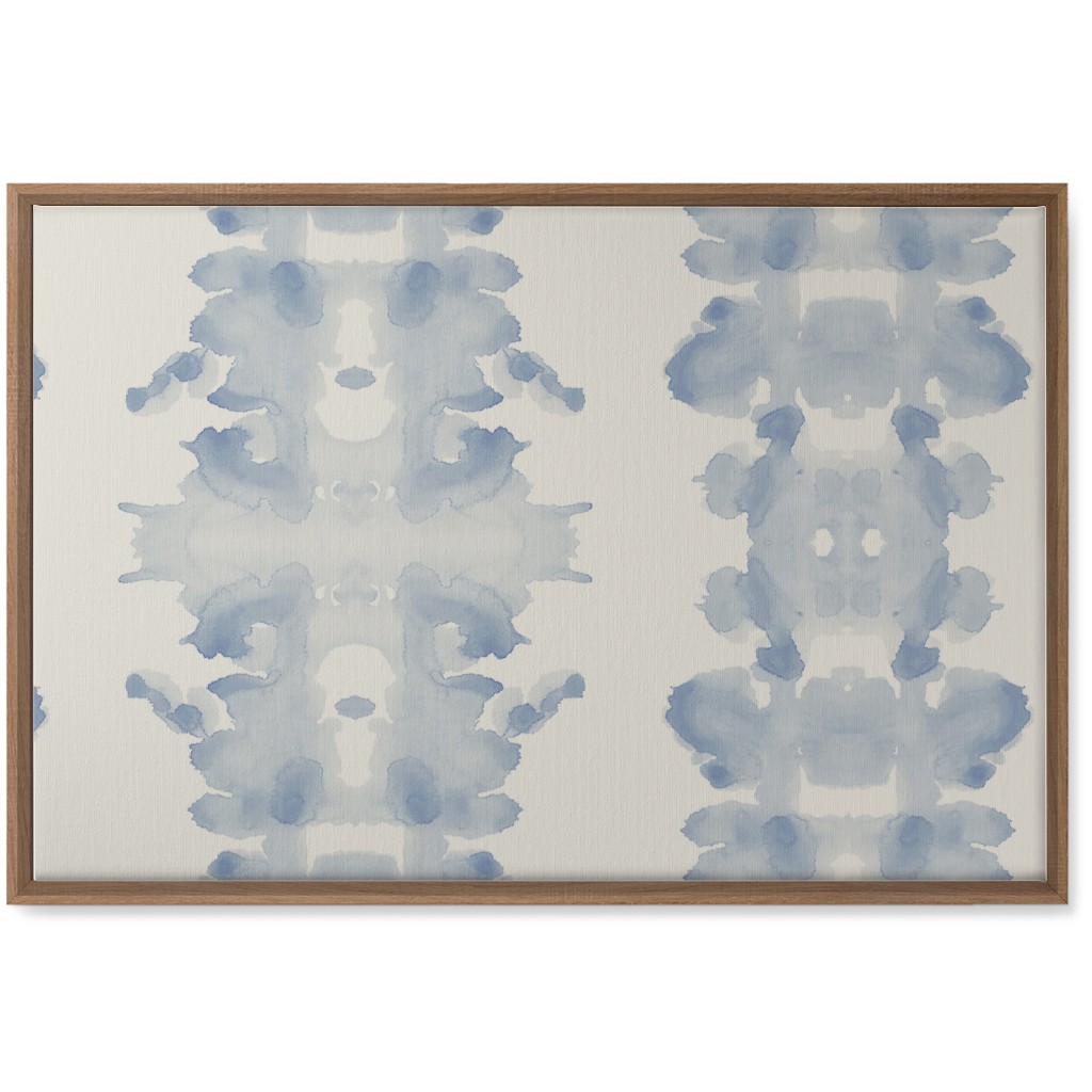 Double Inkblot - Light Blue and Cream Wall Art, Natural, Single piece, Canvas, 20x30, Blue