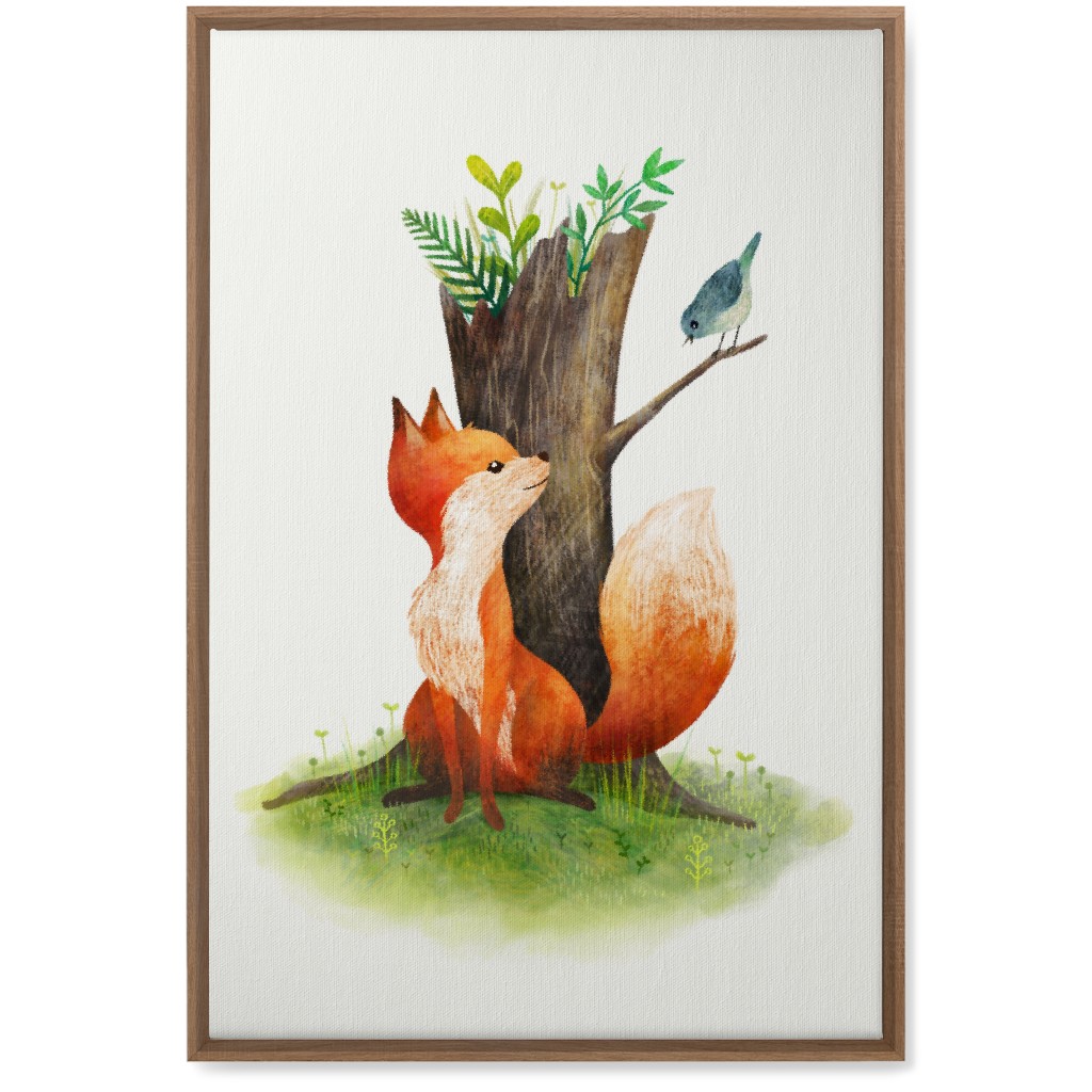 Fox and Bird - Multi Wall Art, Natural, Single piece, Canvas, 20x30, Multicolor