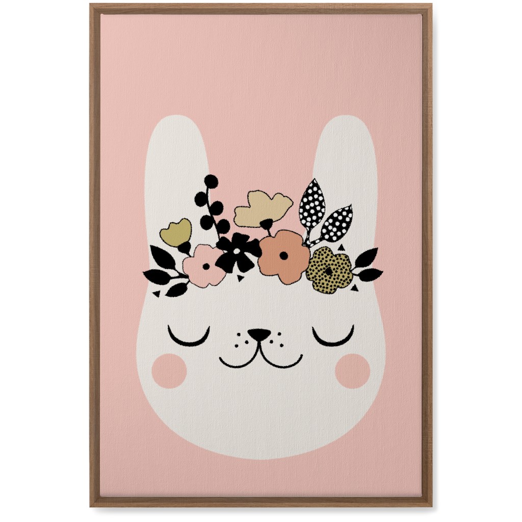 Floral Bunny - Pink Wall Art, Natural, Single piece, Canvas, 20x30, Pink