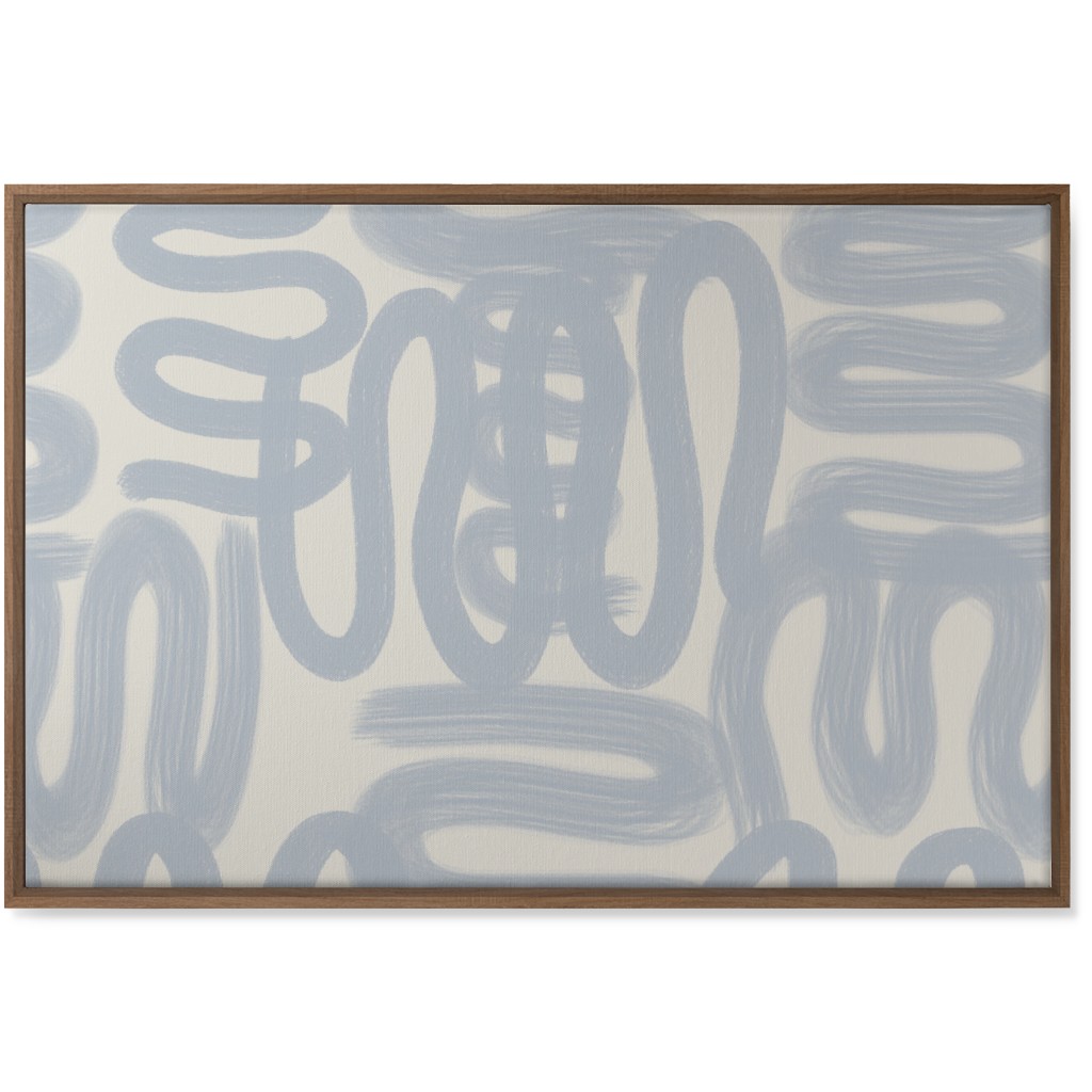 Squiggle - Blue and Cream Wall Art, Natural, Single piece, Canvas, 24x36, Blue, True Blue