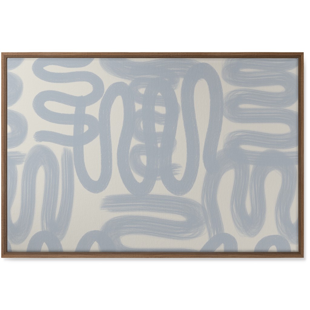 Squiggle - Blue and Cream Wall Art, Natural, Single piece, Canvas, 24x36, Blue