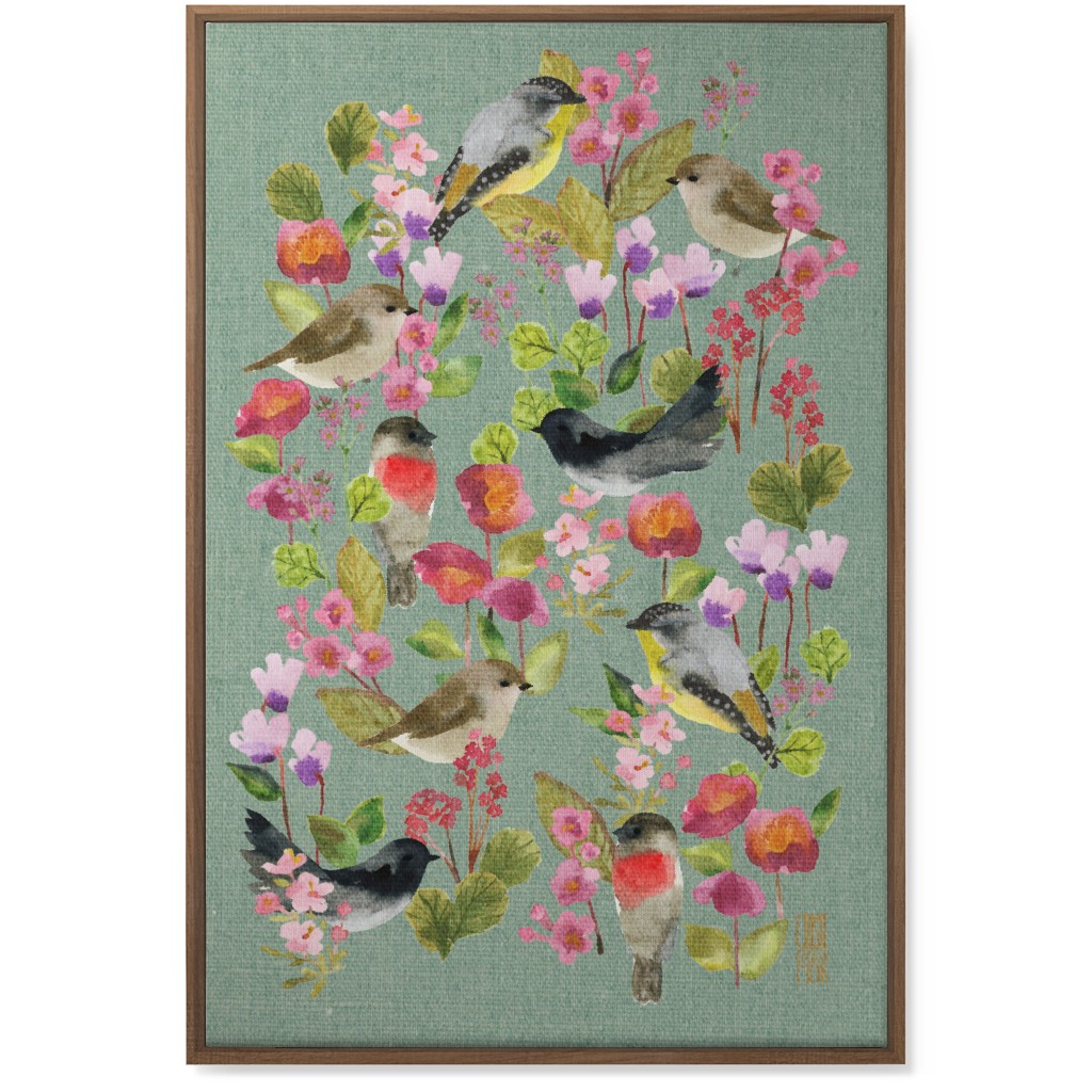 Winter Birds in the Garden Wall Art, Natural, Single piece, Canvas, 24x36, Multicolor