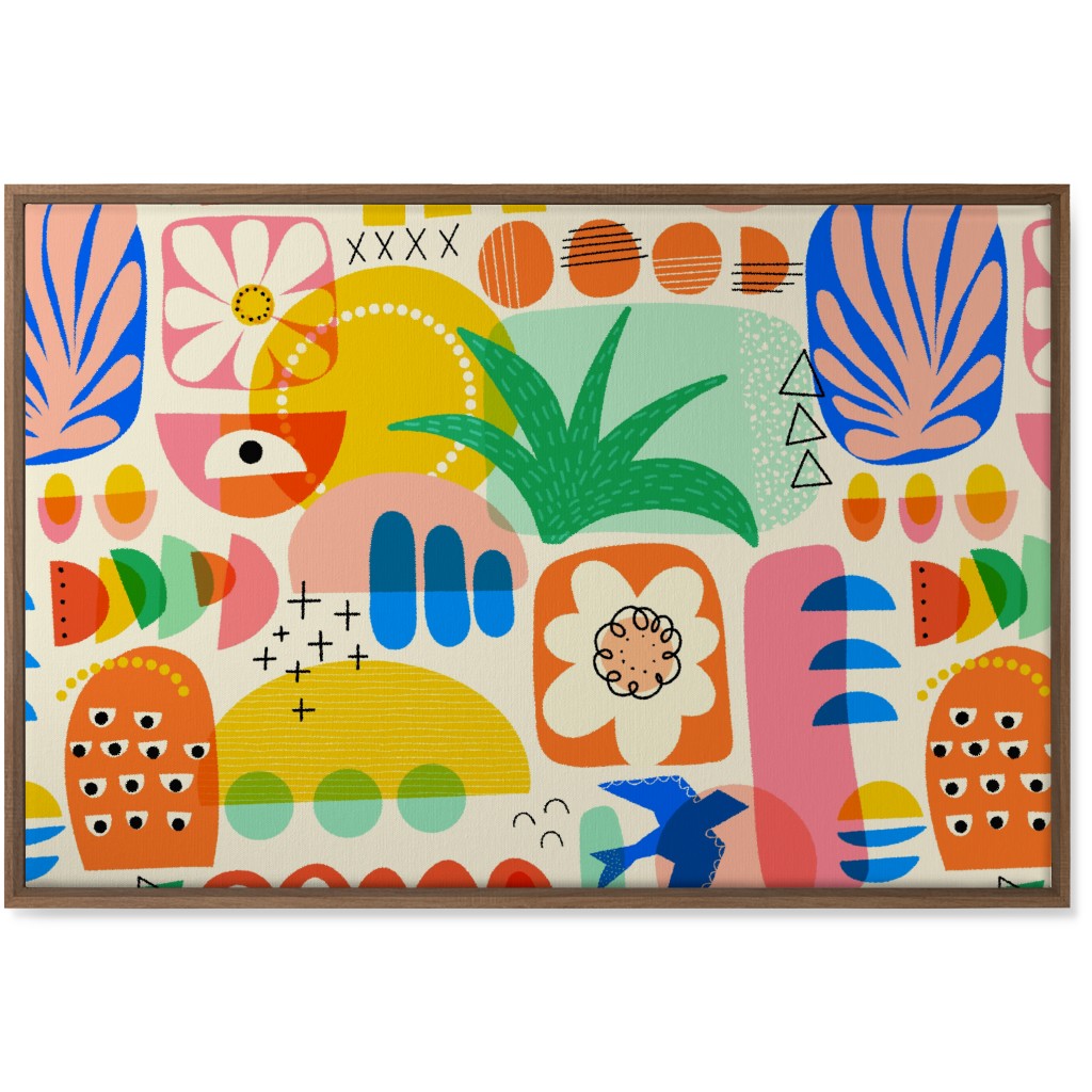 Abstract Shapes Collage - Multi Wall Art, Natural, Single piece, Canvas, 24x36, Multicolor