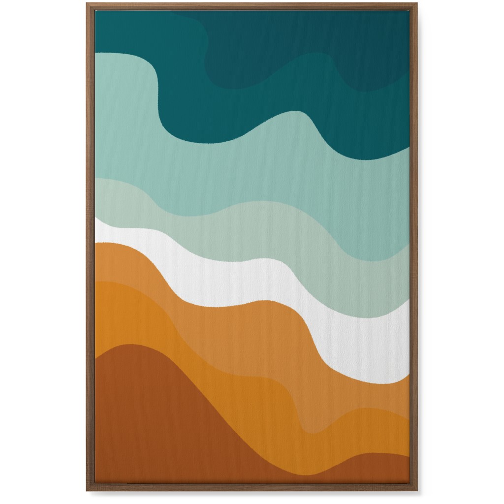 Retro Abstract Waves Wall Art, Natural, Single piece, Canvas, 24x36, Multicolor, Ink Spot