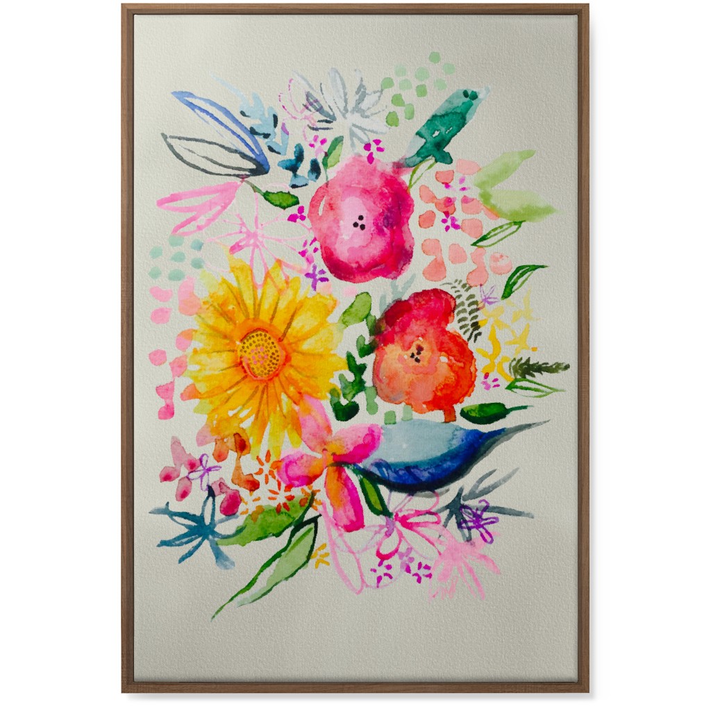 Summer Watercolor Floral Painting - Bright Wall Art, Natural, Single piece, Canvas, 24x36, Multicolor