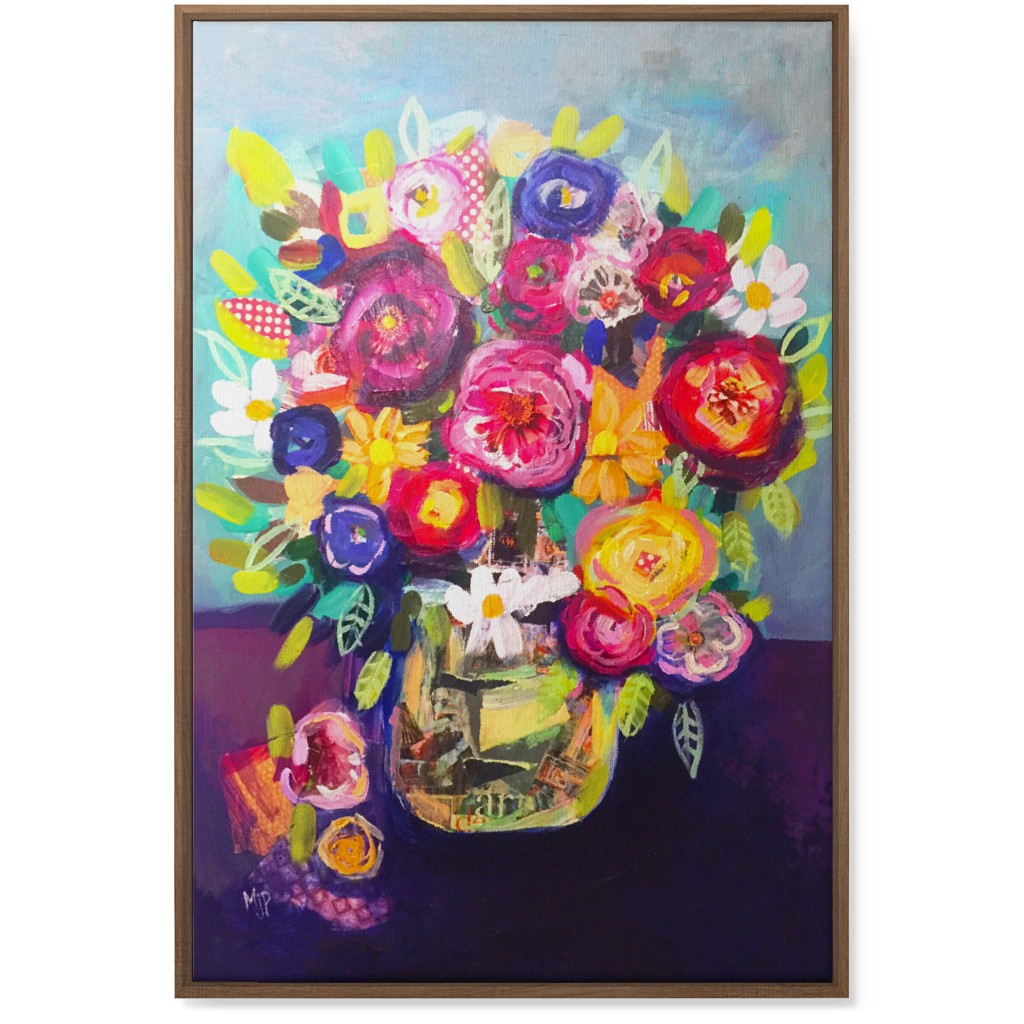 Acrylic Summer Floral Bouquet - Vibrant Wall Art, Natural, Single piece, Canvas, 24x36, Multicolor