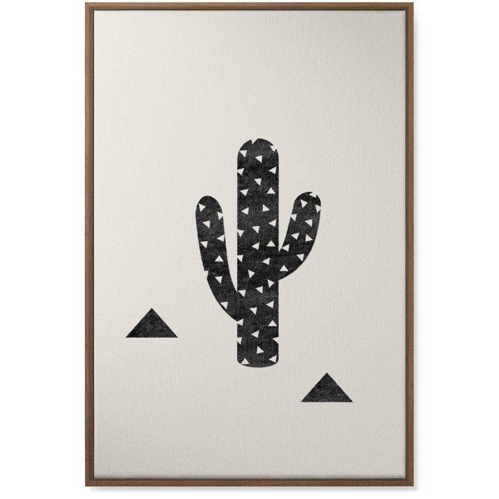 Cactus - Black and White Wall Art, Natural, Single piece, Canvas, 24x36, Beige