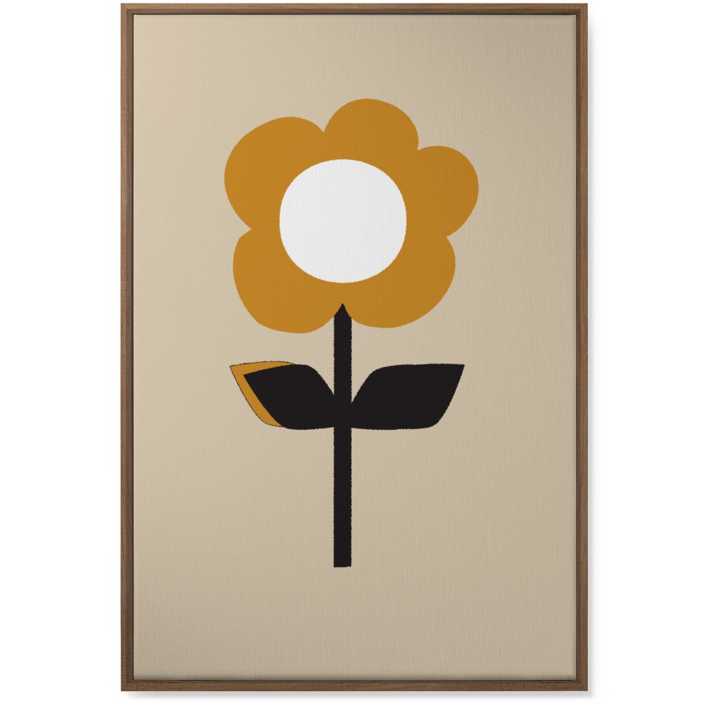 Retro Flower Wall Art, Natural, Single piece, Canvas, 24x36, Orange, Golden
