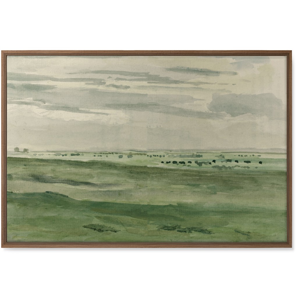 Watercolor Fields Wall Art, Natural, Single piece, Canvas, 24x36, Green, Classic Green