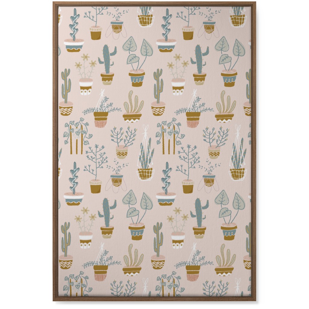 Indoor Plants - Pink Wall Art, Natural, Single piece, Canvas, 24x36, Pink, Bright Pink