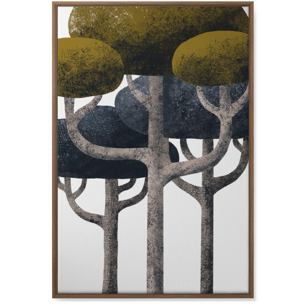 Tree Stand - Green and Black Wall Art, Natural, Single piece, Canvas, 24x36, Multicolor