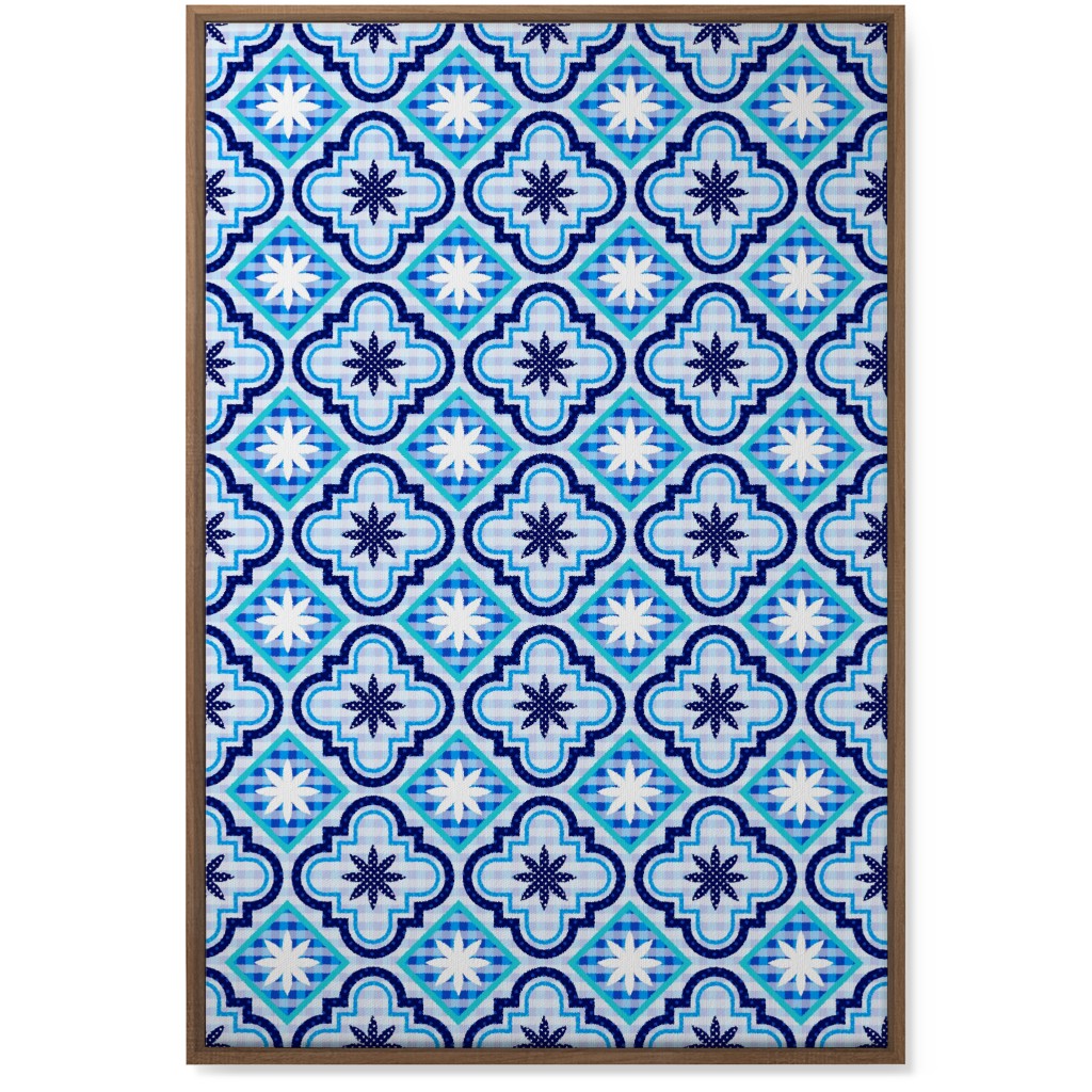 Tile Patchwork - Blue Wall Art, Natural, Single piece, Canvas, 24x36, Blue, True Blue
