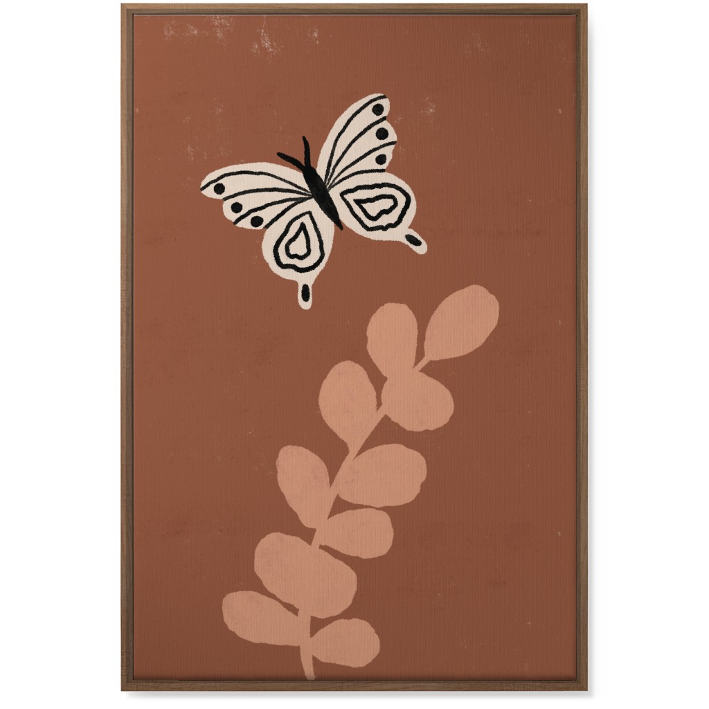 Butterfly and Branch - Warm Wall Art, Natural, Single piece, Canvas, 24x36, Brown