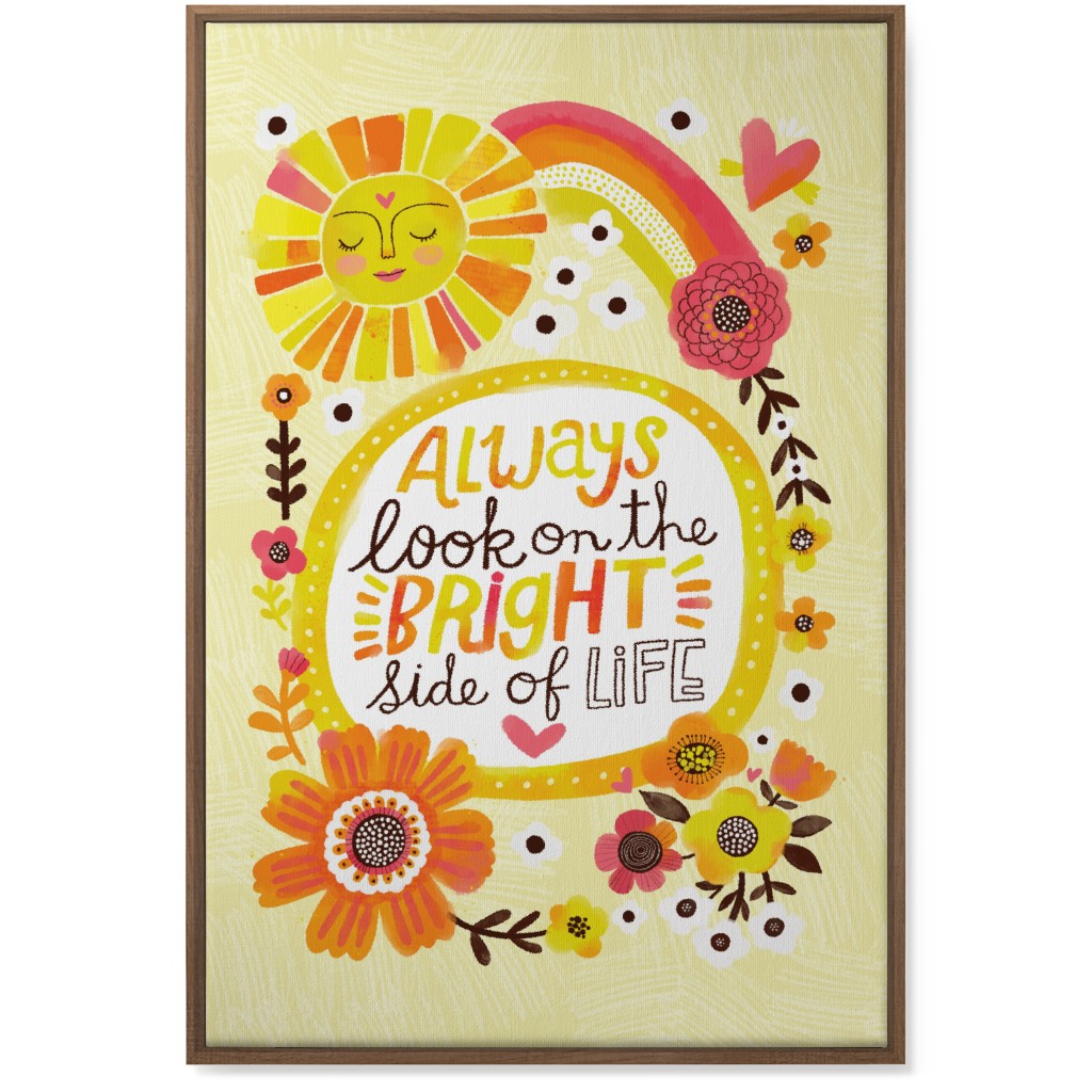 Always Look on the Bright Side of Life - Yellow Wall Art, Natural, Single piece, Canvas, 24x36, Yellow, Classic Yellow