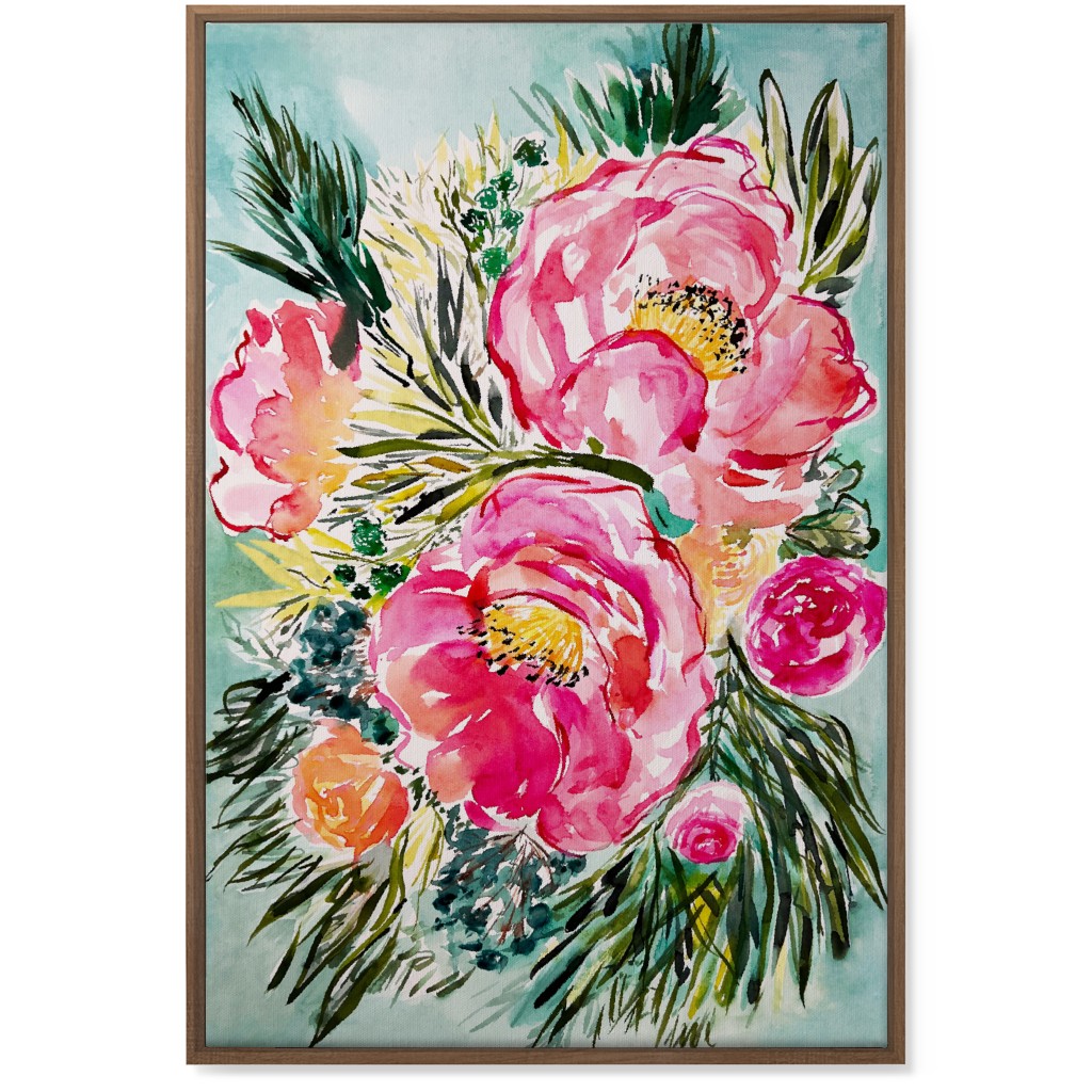 Aria Floral - Pink Wall Art, Natural, Single piece, Canvas, 24x36, Pink