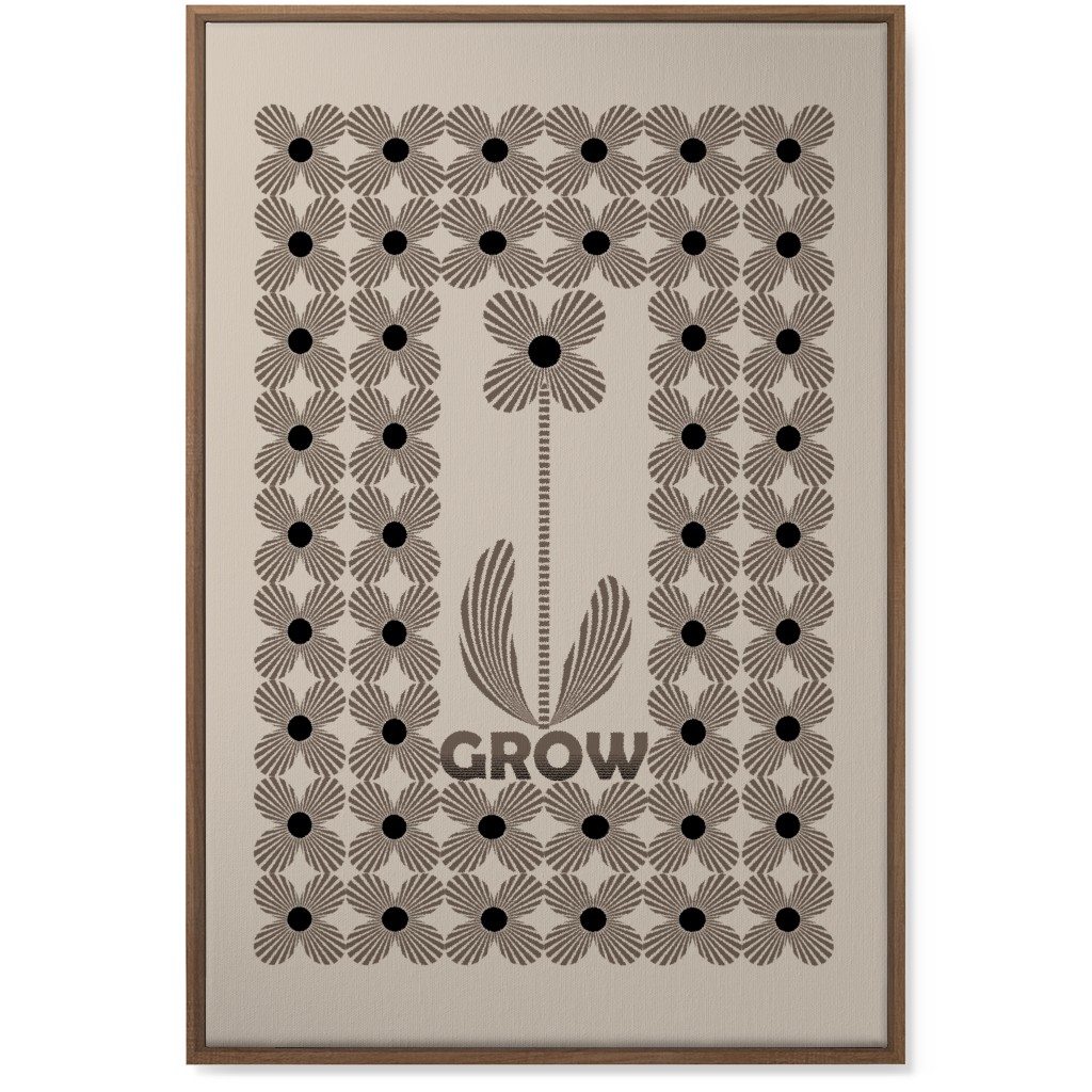 Grow Modern Flower - Beige and Black Wall Art, Natural, Single piece, Canvas, 24x36, Beige