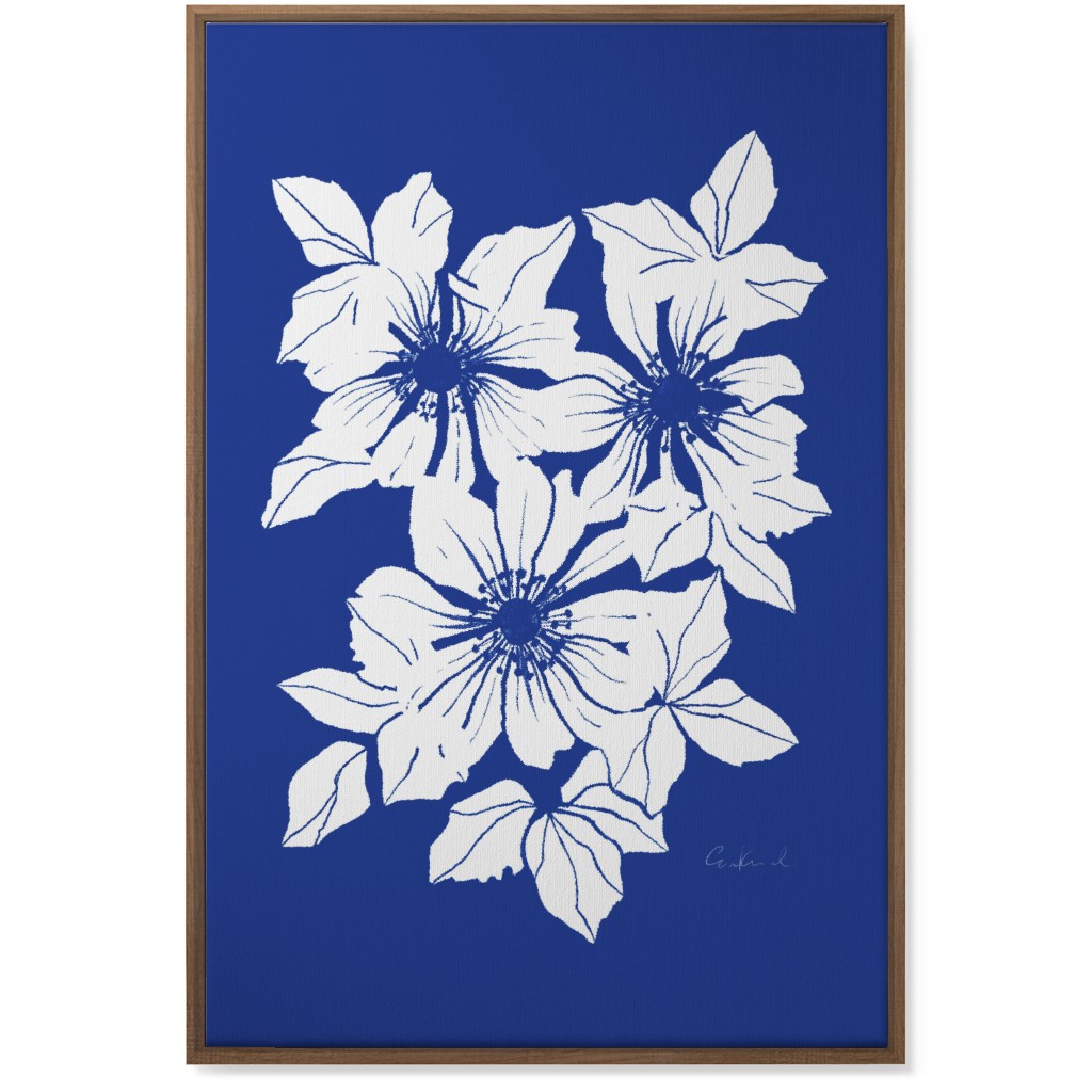 Botanical Big Anemones Wall Art, Natural, Single piece, Canvas, 24x36, Blue, Royal