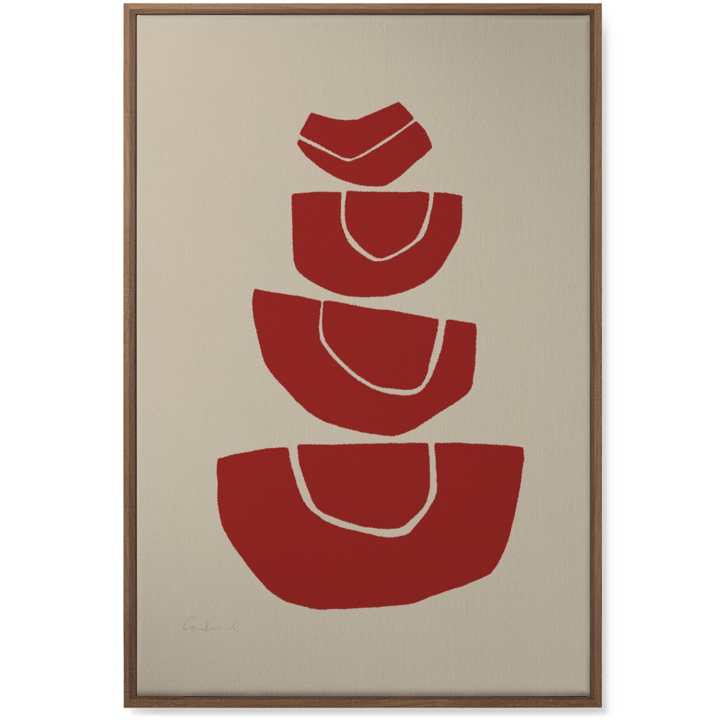 Geometric Stack Abstract Wall Art, Natural, Single piece, Canvas, 24x36, Red