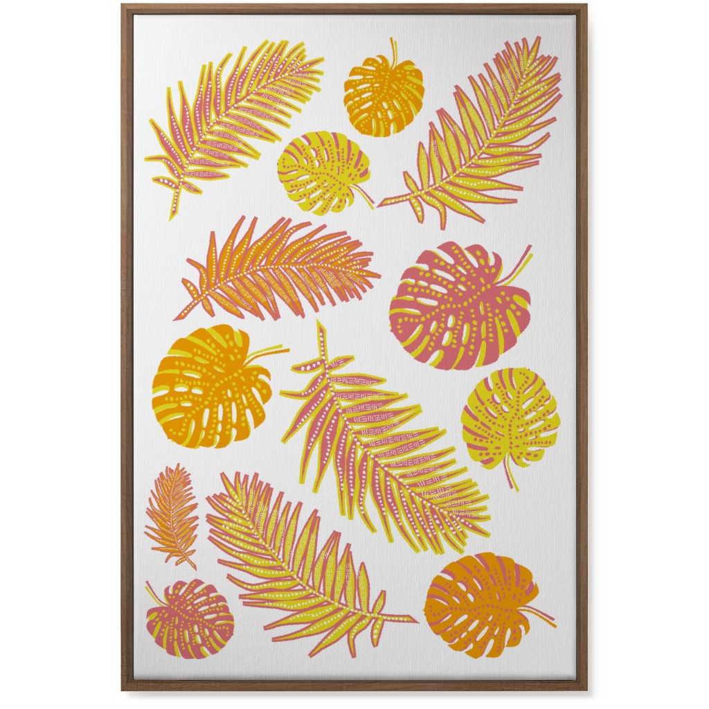 Optimistic Tropical Leaves - Multi Wall Art, Natural, Single piece, Canvas, 24x36, Orange, Orange