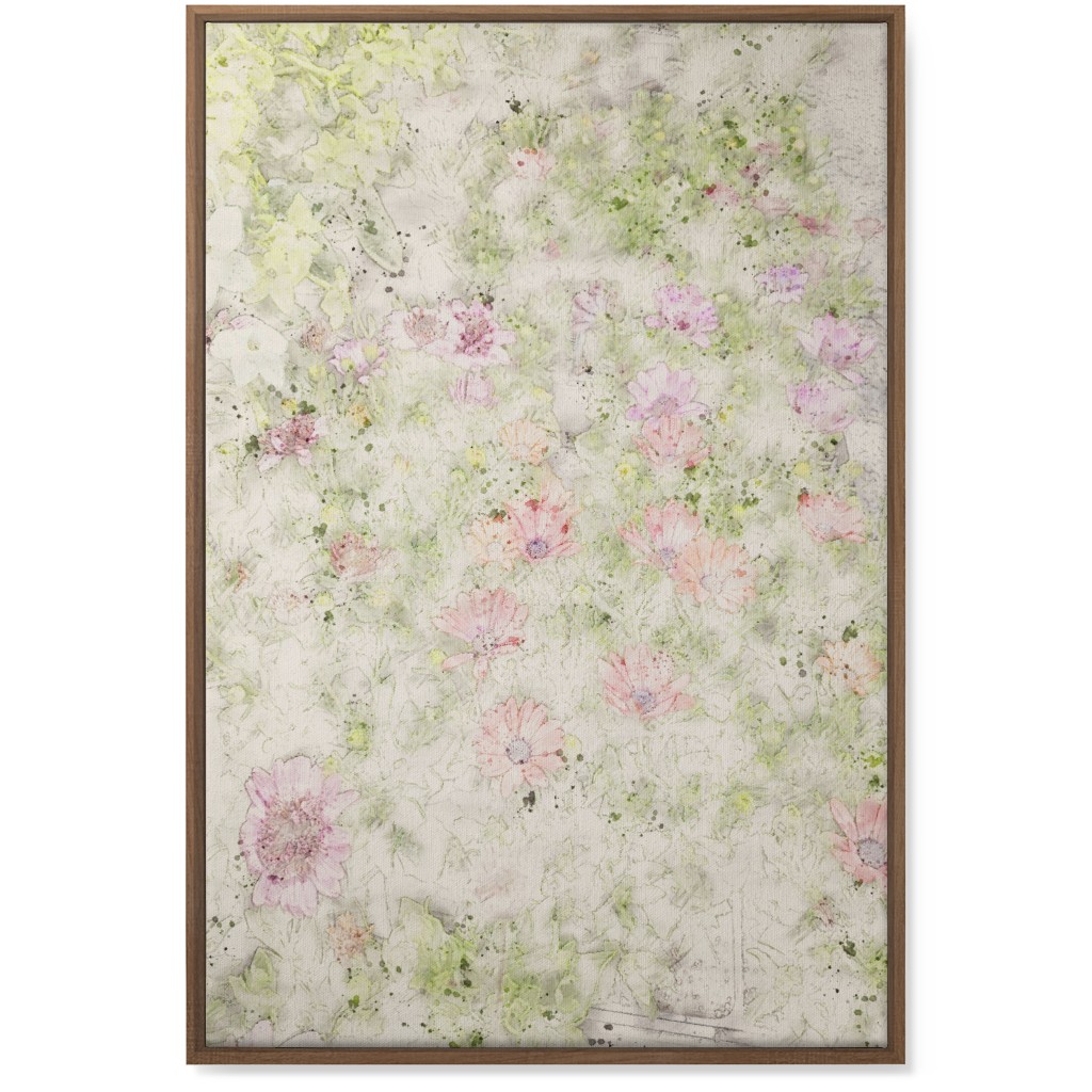 Watercolor Floral - Beige and Pink Wall Art, Natural, Single piece, Canvas, 24x36, Beige, Pearl