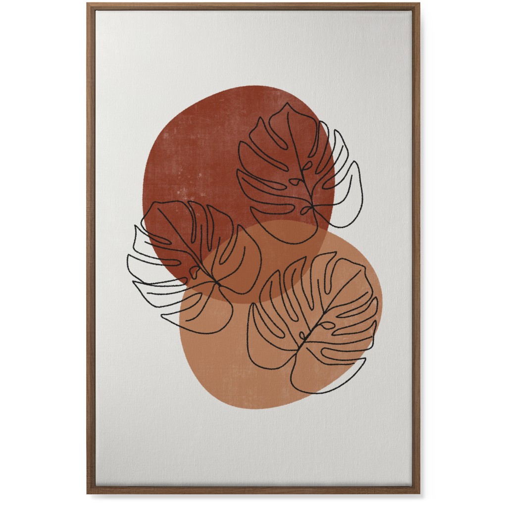Abstract Monstera Leaves - Terracotta and Ivory Wall Art, Natural, Single piece, Canvas, 24x36, Brown