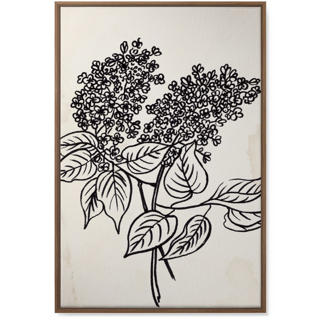 Vintage Lilac Sketch - Beige and Black Wall Art, Natural, Single piece, Canvas, 24x36, Beige, Pearl