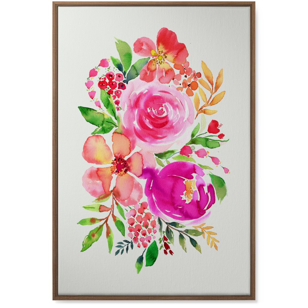 Summery Bouquet Wall Art, Natural, Single piece, Canvas, 24x36, Pink, Bright Pink