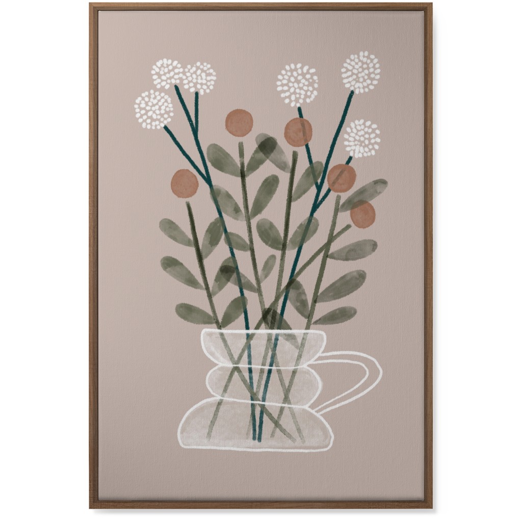 Coffee Pot Plants - Beige Wall Art, Natural, Single piece, Canvas, 24x36, Beige