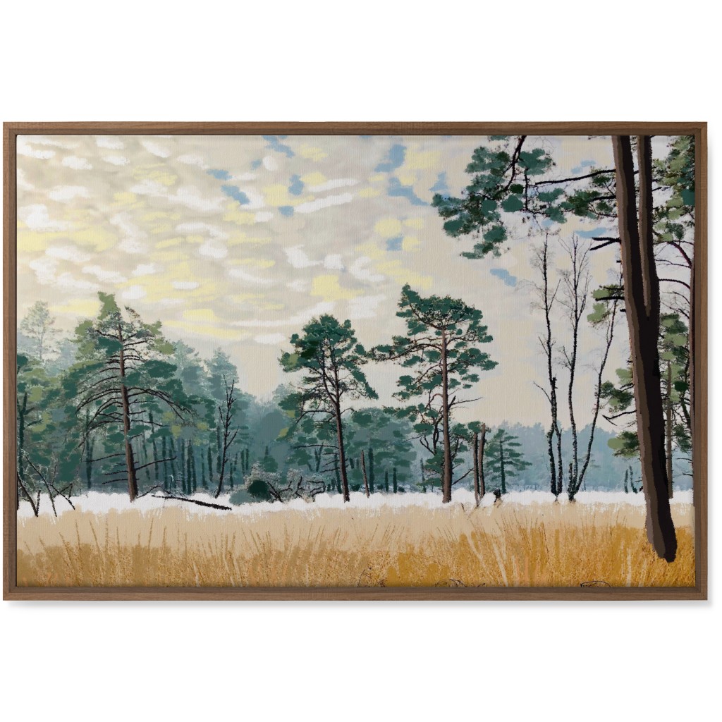 Winter Meadow With Trees Wall Art, Natural, Single piece, Canvas, 24x36, Multicolor