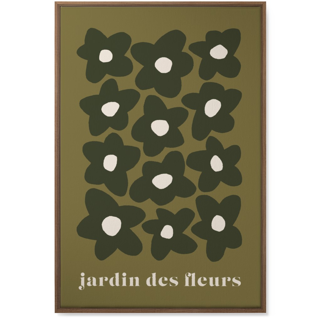 Botanical Graphic Retro Flower Garden Wall Art, Natural, Single piece, Canvas, 24x36, Green