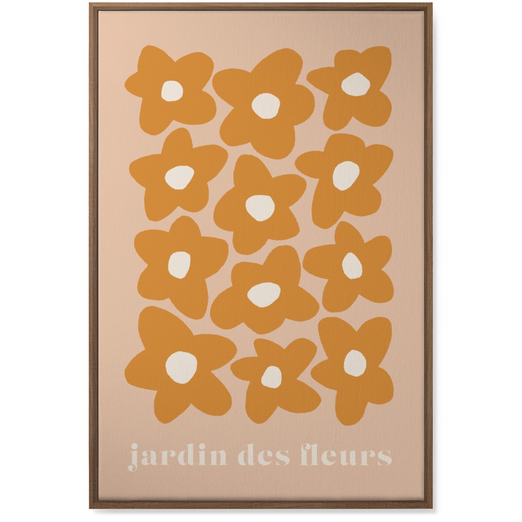 Botanical Graphic Retro Flower Garden Wall Art, Natural, Single piece, Canvas, 24x36, Orange