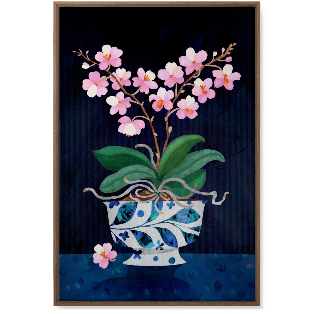Orchid in Bloom - Dark Wall Art, Natural, Single piece, Canvas, 24x36, Multicolor
