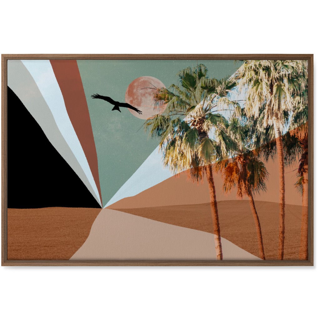 Full Moon Retro Landscape Collage - Multi Wall Art, Natural, Single piece, Canvas, 24x36, Multicolor